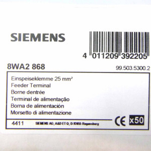 Siemens Einspeiseklemmen 8WA2 868 (50Stk.) OVP