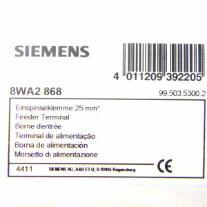 Siemens Einspeiseklemmen 8WA2 868 (20Stk.) OVP