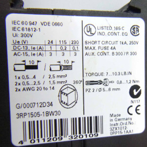 Siemens Zeitrelais 3RP1505-1BW30 GEB #K2