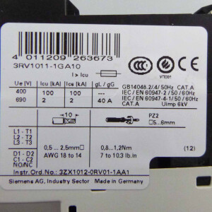 Siemens Leistungsschalter 3RV1011-1GA10 OVP