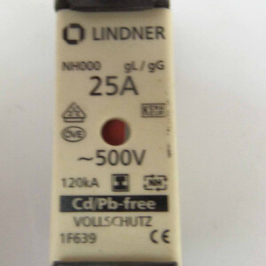 Lindner NH-Sicherungseinsatz NH000 gL/gG 25A/500V NOV