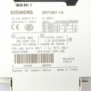Siemens Leistungsschalter 3RV1421-0JA10 + 3RV1901-1A OVP