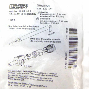Phoenix Contact Sensor-Steckverbinder SACC-M12FS-4QCON 1681402 OVP