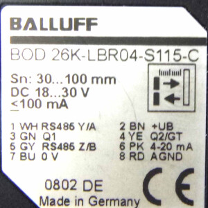 Balluff optoelektronischer Distanzsensor BOD 26K-LBR04-S115-C BOD000C NOV