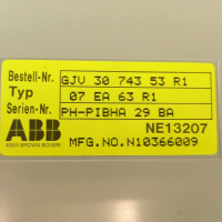 ABB Analog Input Module 07 EA 63 R1 Bestell-Nr.: GJV 30 743 53 R1 OVP