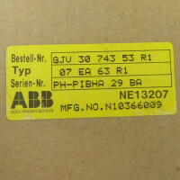 ABB Analog Input Module 07 EA 63 R1 Bestell-Nr.: GJV 30 743 53 R1 OVP