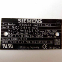 Siemens Synchronservomotor 1FT6034-4AK71-3AB1 OVP