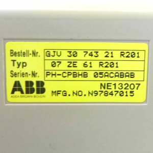 ABB CPU 07 ZE 61 R201 Bestell-Nr.: GJV 30 743 21 R201 GEB