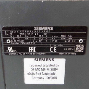 Siemens Synchronservomotor 1FT6084-1AF71-4AG1 REM