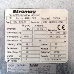 Stromag AC-Servo Drive ADC 075.3 185_100221-200 470.1703 38kVA GEB