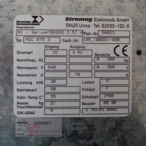 Stromag AC-Servo Drive ADC 075.3 185_100221-200 4702222 7.5THW 38kVA GEB