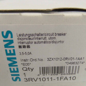 Siemens Leistungsschalter 3RV1011-1FA10 OVP