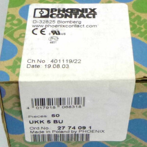 Phoenix Contact Doppelstockklemme UKK 5 BU 2774091 (50Stk.) OVP