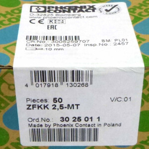 Phoenix Contact Messertrennklemme ZFKK 2,5-MT 3025011 (45 Stk.) OVP