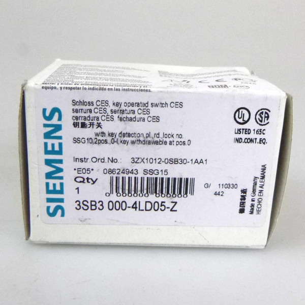 Siemens Schlüsselschalter 3SB3 000-4LD05-Z Z=SSG15 OVP