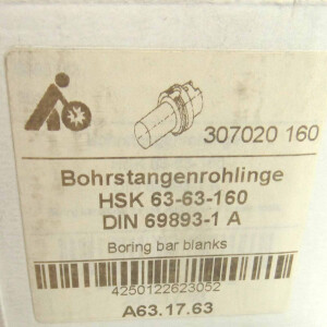 Eroglu Bohrstangenrohling HSK 63-63-160 DIN 69893-1A A63.17.63 OVP