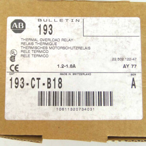 Allen Bradley Motorschutzrelais 193-CT-B18 Ser.A 1,2-1,8A OVP