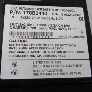Danfoss Frequenzumrichter VLT2803PS2B20STR4DBF30A00C0 178B3440 GEB