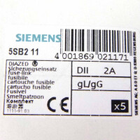 Siemens Diazed DII Sicherungseinsätze 5SB2 11 (5Stk.) OVP