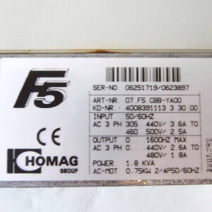 Homag Frequenzumrichter 07.F5.CBB-YA00 1,8kVA GEB