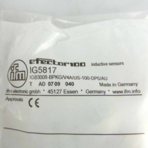 ifm induktiver Sensor IG5817 IGB3008-BPKG/V4A/US-100-DPS/AU OVP