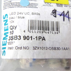 Siemens LED-Lampe 3SB3 901-1PA (9Stk.) blau OVP