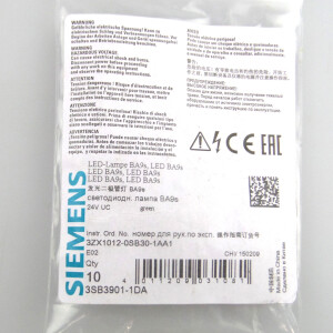 Siemens LED-Lampe 3SB3901-1DA (8Stk.) grün OVP