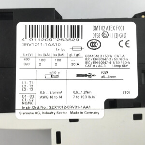 Siemens Leistungsschalter 3RV1011-1AA10 NOV