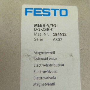Festo Magnetventil MEBH-5/3G-D-3-ZSR-C 184512 OVP