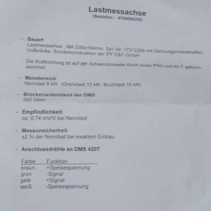 IFF Lastmessachse MA D30x164mm 4700006395 8kN NOV