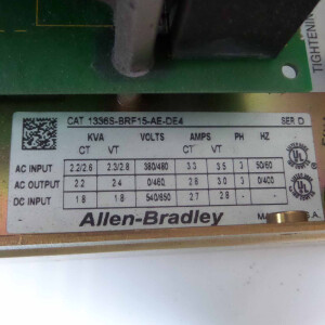 Allen Bradley AC Drive 1336 plus 1336S-BRF15-AE-DE4 Ser.D GEB