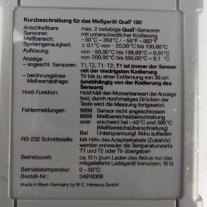 Heraeus Temperaturmessgerät Quat 100 GEB