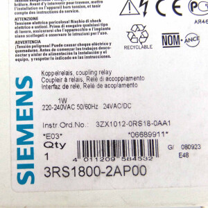 Siemens Koppelrelais 3RS1800-2AP00 OVP