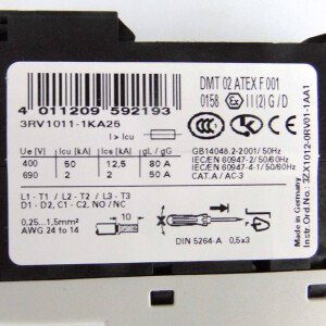 Siemens Leistungsschalter 3RV1011-1KA25 OVP