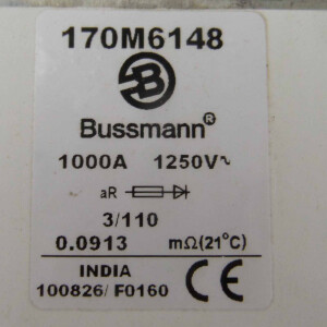 COOPER BUSSMANN Sicherung 170M6148 1000A 1250V OVP