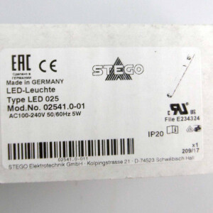 STEGO LED-Leuchte LED 025 02541.0-01 100-240V 50/60Hz 5W OVP
