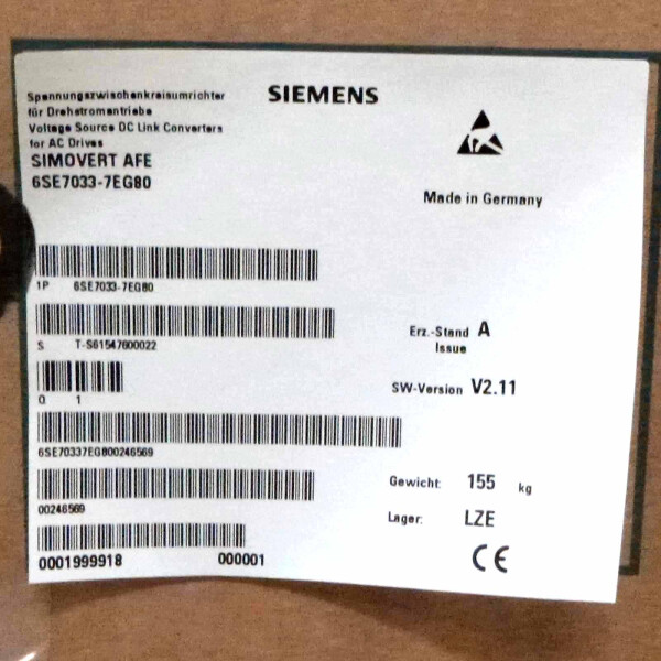 Siemens SIMOVERT AFE-Einspeise-Rückspeise- Einheit 6SE7033-7EG80 OVP