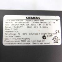 Siemens Micromaster 420 6SE6420-2AB11-2AA1 0,12kW GEB