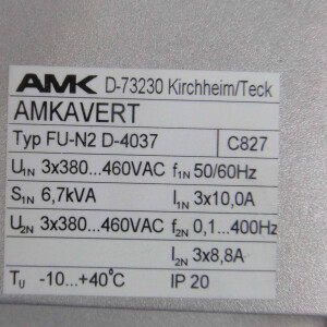 AMK AMKAVERT Frequenzumrichter FU-N2 FU-N2 D-4037 3,7kW OVP