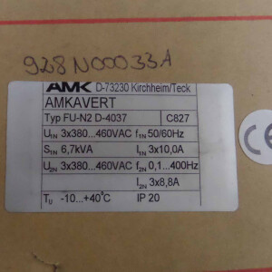 AMK AMKAVERT Frequenzumrichter FU-N2 FU-N2 D-4037 3,7kW OVP