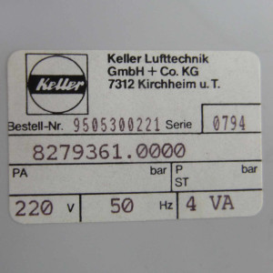 Keller Lufttechnik GmbH Differenzdruck-Regler 8279361.0000 9505300221 0-25mbar OVP