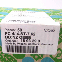 Phoenix Contact Leiterplattensteckverbinder PC 4/ 4-ST-7,62 BD:NZ OEBB 1893290 (50Stk.) SIE