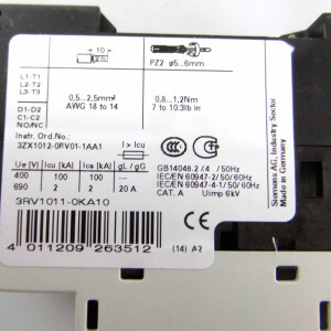 Siemens Leistungsschalter 3RV1011-0KA10 OVP