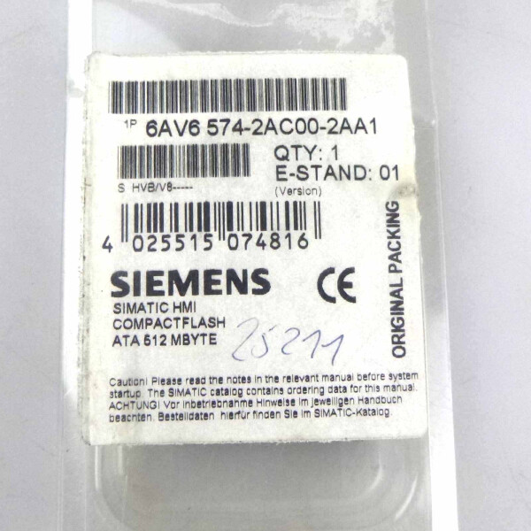 Siemens SIMATIC HMI CF-Speicherkarte 6AV6574-2AC00-2AA1 OVP
