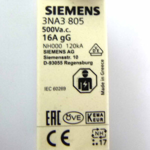 Siemens Sitor Sicherungseinsatz 3NA3 805 (3Stk.) OVP