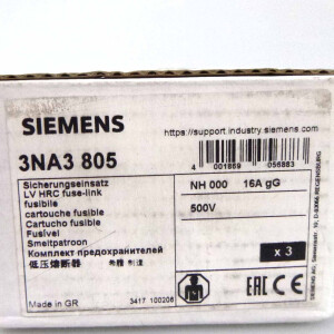Siemens Sitor Sicherungseinsatz 3NA3 805 (3Stk.) OVP
