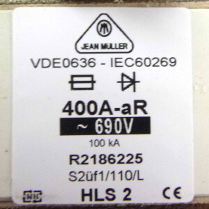 Jean Müller NH-Sicherungseinsatz R2186225 400A 690V OVP