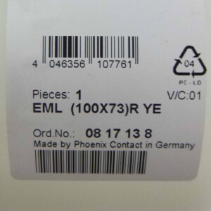 Phoenix Contact Etikett EML (100X73)R YE 0817138 OVP