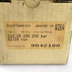 WIKA Manometer 212.20.100 0-250bar 9042180 Ø 95mm OVP