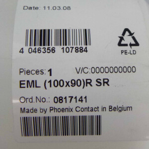 Phoenix Contact Etikett EML (100X90)R SR 0817141 OVP